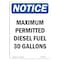 Signmission OSHA Notice Sign, 10" Height, Rigid Plastic, Maximum Permitted Diesel Fuel Sign, Portrait OS-NS-P-710-V-14160 - alternate 1